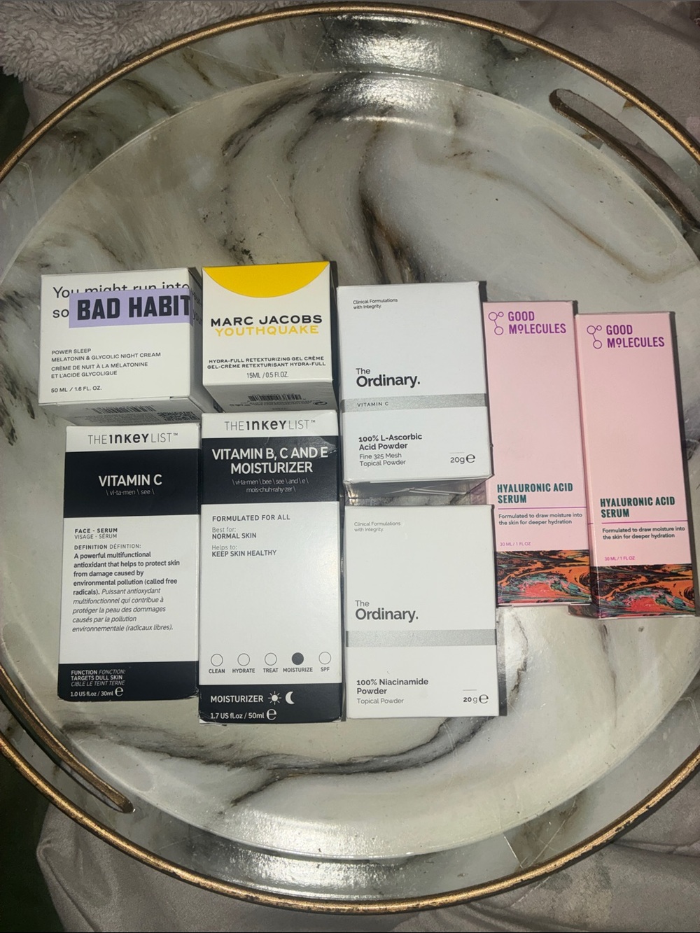 Skincare Bundle Featuring The Ordinary, Marc Jacobs & More - White, Pink, Black